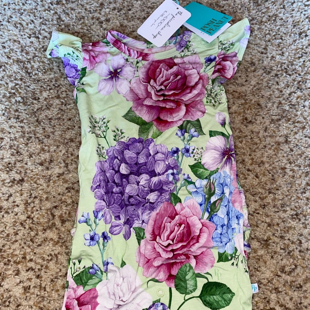 Posh Peanut Baby Girls Floral Romper Size 9-12months NWT